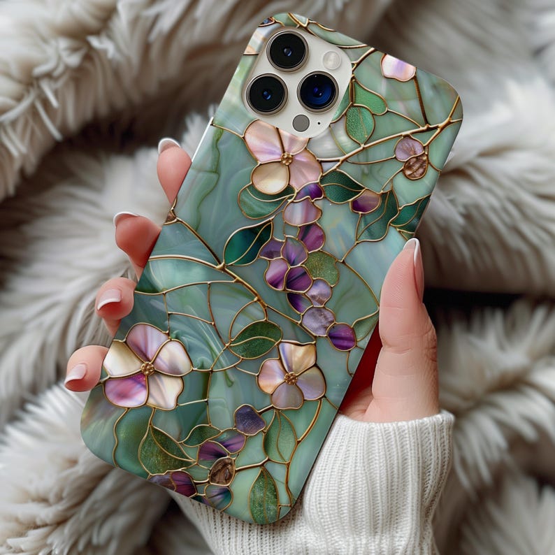 Wildflower Mosaic Stained Glass MagSafe Phone Case Artful Wildflower Botanical Phone Case iPhone 17 16 15 14 Pro Samsung s26 s25 s24 s23 image 1