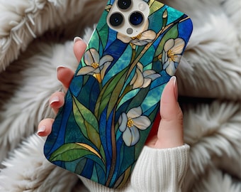 Wildflower Mosaic Stained Glass Phone Case Floral Artful Botanical Phone Case iPhone 17 16 15 14 Pro Samsung s25 s24 s23 Tough Cases