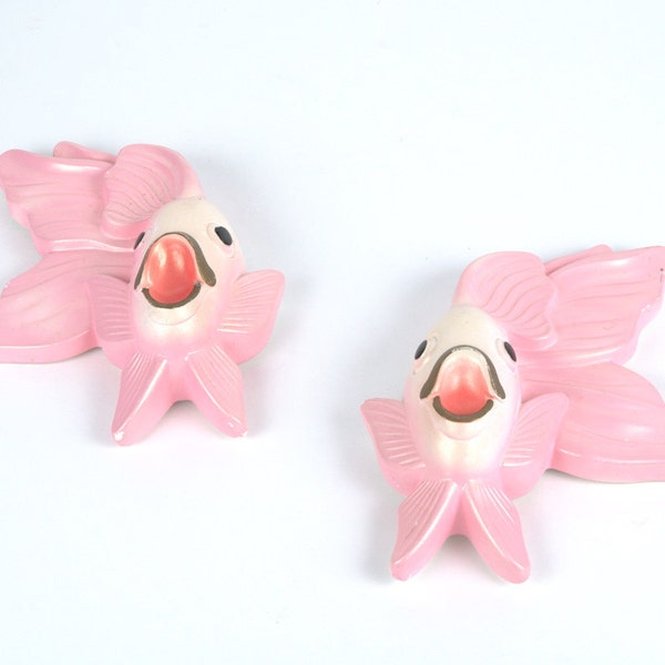 Miller Studios 1979 Pink Chalkware Fish Wall Hangings