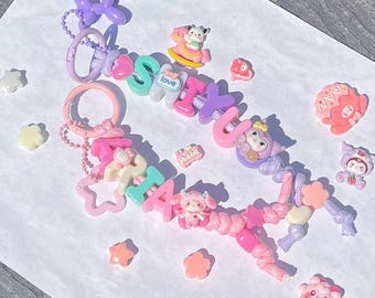Custom Alphabet Name Keychain | Beaded Charm AccessoryㅣPersonalized Gift