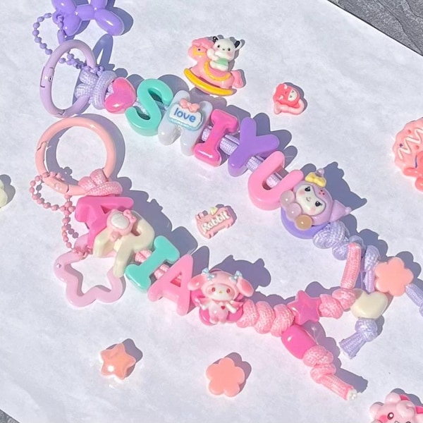 Custom Alphabet Name Keychain | Beaded Charm AccessoryㅣPersonalized Gift