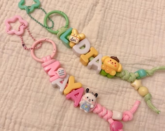 Custom Alphabet Name Keychain | Beaded Charm AccessoryㅣPersonalized Gift