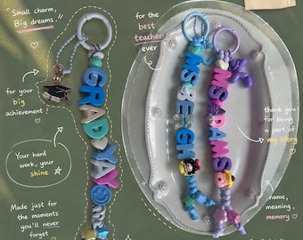 Custom Alphabet Name Keychain | Beaded Charm AccessoryㅣPersonalized Gift