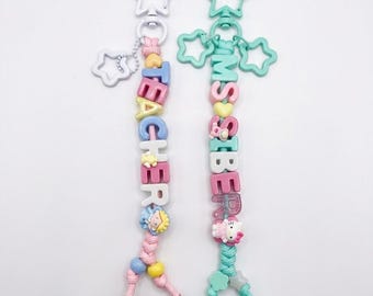 Custom Alphabet Name Keychain | Beaded Charm AccessoryㅣPersonalized Gift