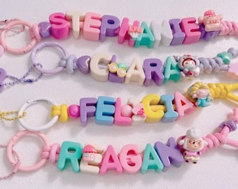 Custom Alphabet Name Keychain | Beaded Charm AccessoryㅣPersonalized Gift l tumbler, backpack, lunchbox