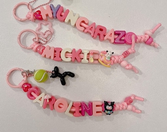 Custom Alphabet Name Keychain | Beaded Charm AccessoryㅣPersonalized Gift