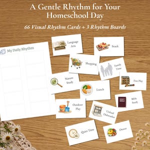 Daily Rhythm Cards, Homeschool Visual Schedule Cards, Routine Cards for preschool kindergarten, Printable Routine Chart, Charlotte Mason