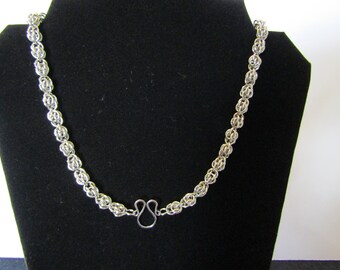 Sweetpea weave necklace, stainless steel necklace, chainmaille necklace