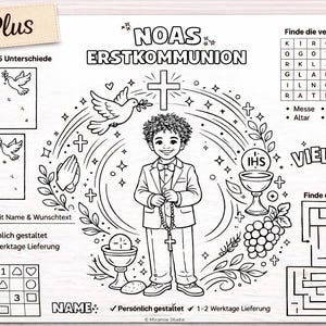 Communion activity for children | Coloring placemat | Coloring page with name | First Communion activity | Personalized | Party activity