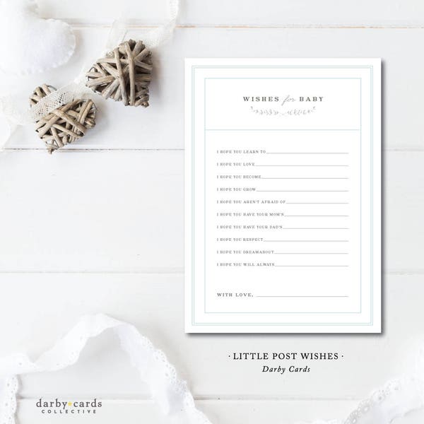 Little Post Wish Cards | Baby Shower Prayer Cards | Printed or Printable by Darby Cards