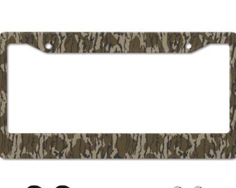 Original Bottomland Everything Bottom Lands Camo Round Hole License Plate Frame - License Plate Frame with Camouflage Design
