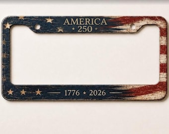America 250 License Plate Frame, 1776-2026 Car Accessories, Vintage USA Flag License Plate Holder, United States 250th