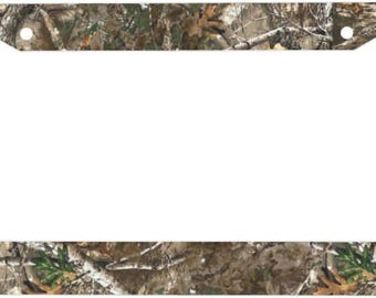 Real Tree Camo License Plate Frame Forest Camouflage Car Decor Hunting Style Auto Accessory