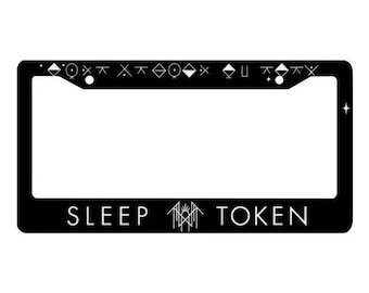Sleep Token Aluminum Car Black License Plate Frame for Bold Women - High-Quality Aluminum