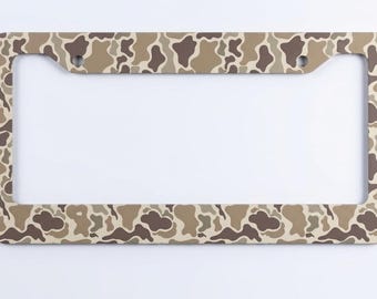 Duck Camo Metal License Plate Frame, Camouflage Car Tag Frame, Hunting Truck Accessories