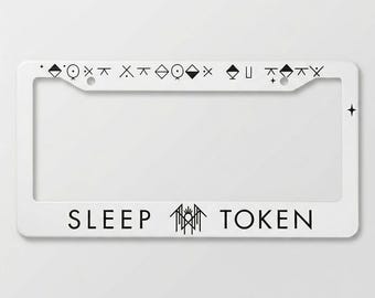 Sleep Token Aluminum Car White License Plate Frame for Bold Women - High-Quality Aluminum