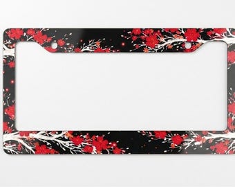 Cherry Blossom License Plate Frame, JDM Sakura Car Accessories, Cute Floral License Plate Holder, Aesthetic Car Decor for Women Frame