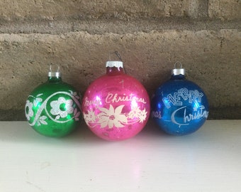 Vintage Retro Glass Christmas Ornament Set