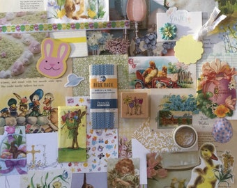 Easter Yellows Blues Ephemera / Scrapbook Junk Journal Paper Pack Lot 1