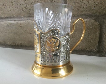 Vintage Tea Glass Holder / Train Tea Glass