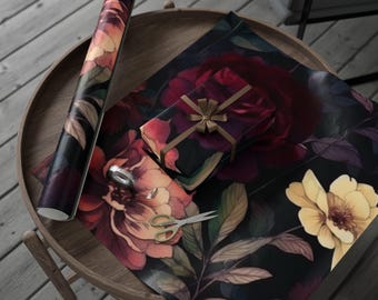 Moody Bloom Shadows Wrapping Papers, Unique Gift Wrap, Christmas Essential Wrapping Paper, Wrapping Paper Roll, Holiday Must Have