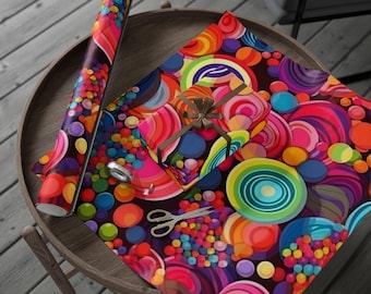 Rainbow Candy Blast Wrapping Papers, Unique Gift Wrap, Christmas Essential Wrapping Paper, Wrapping Paper Roll, Holiday Must Have