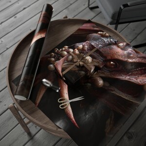 Papel de regalo de terror con diseño de portador de prole, papel de regalo único, papel de regalo navideño esencial, rollo de papel de regalo, imprescindible para las fiestas.