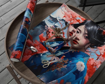 Papel de regalo japonés, papel de regalo único, papel de regalo navideño esencial, rollo de papel de regalo, imprescindible para las fiestas.