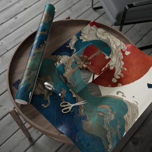 Papel de regalo con diseño de pergaminos del Mar Creciente, envoltorio único, papel de regalo navideño imprescindible, rollo de papel de regalo, imprescindible para las fiestas.