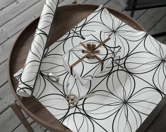Minimal Ink Botanicals Wrapping Papers, Unique Gift Wrap, Christmas Essential Wrapping Paper, Wrapping Paper Roll, Holiday Must Have