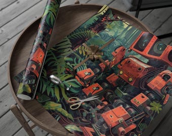 Robotic Wilderness Wrapping Papers, Unique Gift Wrap, Christmas Essential Wrapping Paper, Wrapping Paper Roll, Holiday Must Have