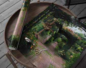 Victoriaanse tuinen inpakpapier, unieke cadeauverpakking, inpakpapier voor kerstmis, inpakpapierrol, musthave voor de feestdagen