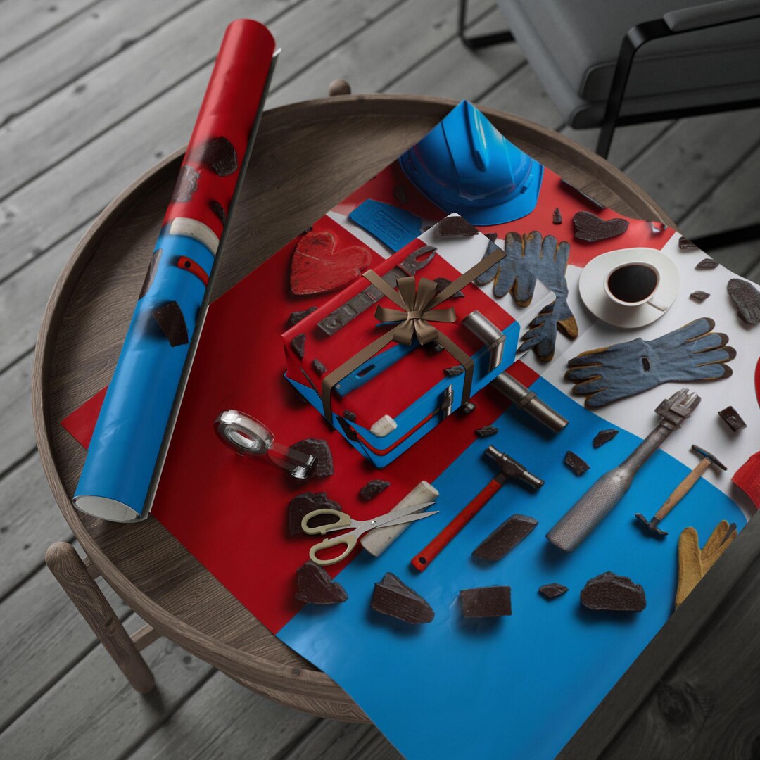 Tools Wrapping Paper Heart of Tools Wrapping Papers, Unique Gift Wrap, Christmas Essential ...