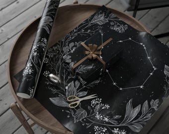 Taurus Botanical Wreath Wrapping Papers, Unique Gift Wrap, Christmas Essential Wrapping Paper, Wrapping Paper Roll, Holiday Must Have