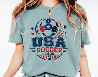 USA Soccer 2026 Shirt, Patriotic Soccer Fan Tee, Comfort Colors Game Day Gift for Men