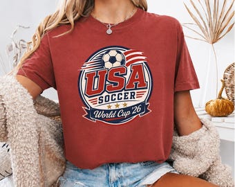 USA Soccer Shirt, 2026 Comfort Colors Soccer Fan Tee, Patriotic Game Day Gift