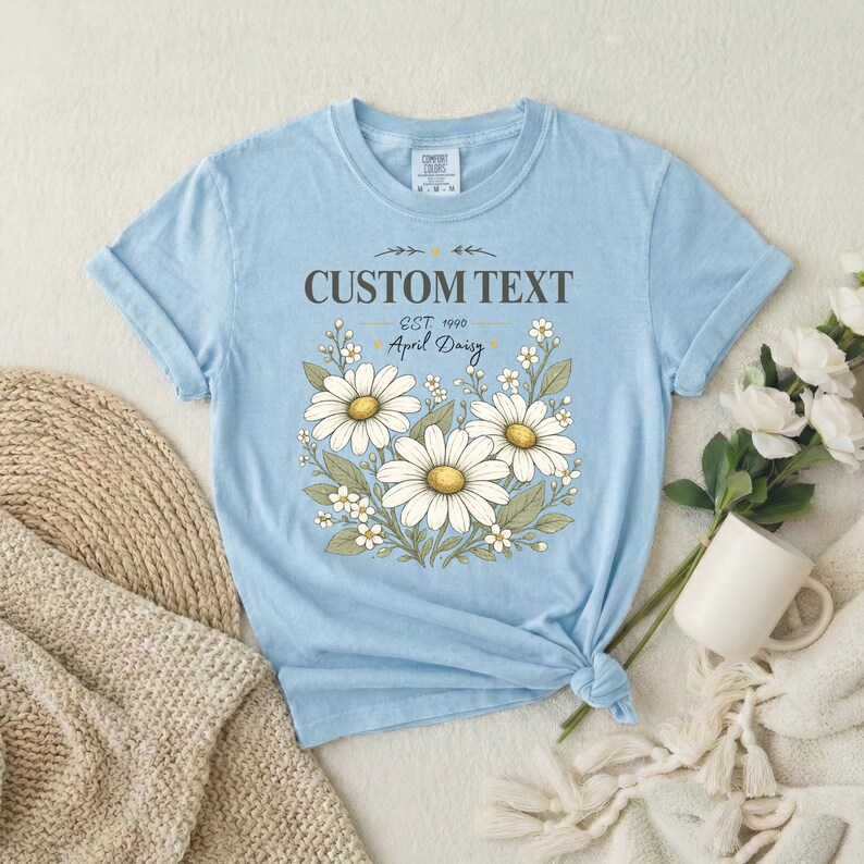 cottagecore personalized flower shirt neutral tones