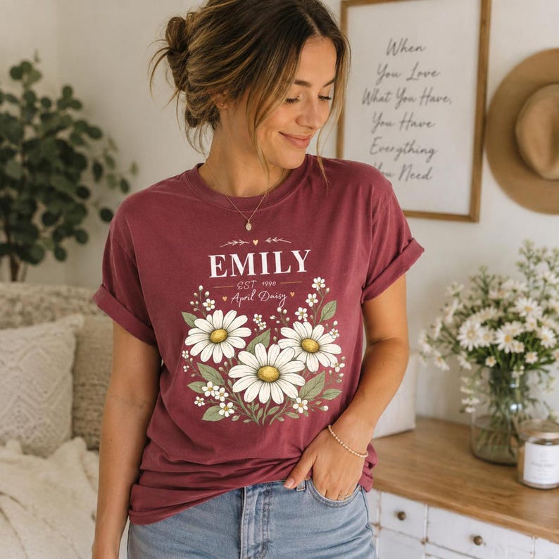 personalized wildflower tee with custom name design