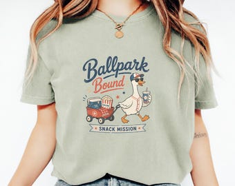 Ballpark Bound Shirt, Funny Goose Baseball Tee, Comfort Colors Game Day Snack Mission Gift