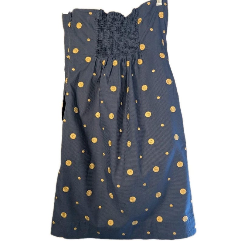 Floreat Anthropologie Damklänning Storlek 4 Axelbandslös Bustierklänning i bomull med fickor och broderi bild 3