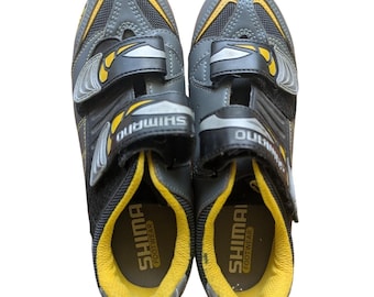 ¡Talla 7 de mujer, en excelente estado! Zapatillas de ciclismo Shimano SH-M038 vintage del 2002, color gris y amarillo, para MTB y spinning.