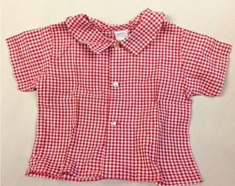 Vintage rood geruit shirt uit de jaren 70 voor peuters in country-Americana stijl. Zie foto's voor de maat.