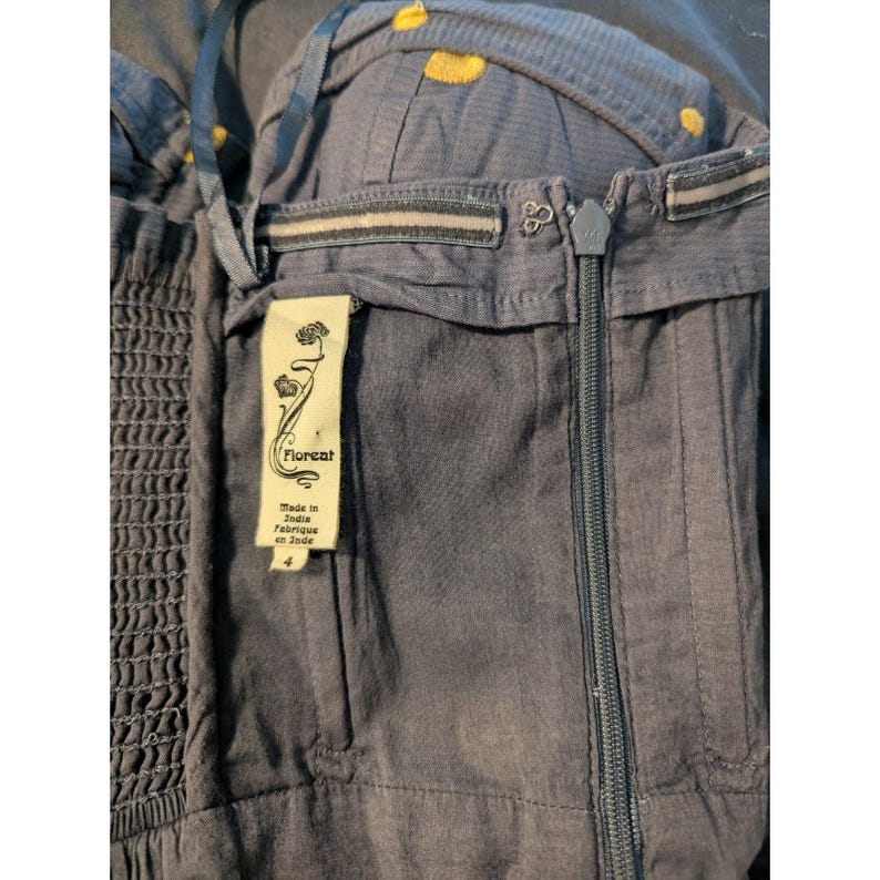 Floreat Anthropologie Damklänning Storlek 4 Axelbandslös Bustierklänning i bomull med fickor och broderi bild 7