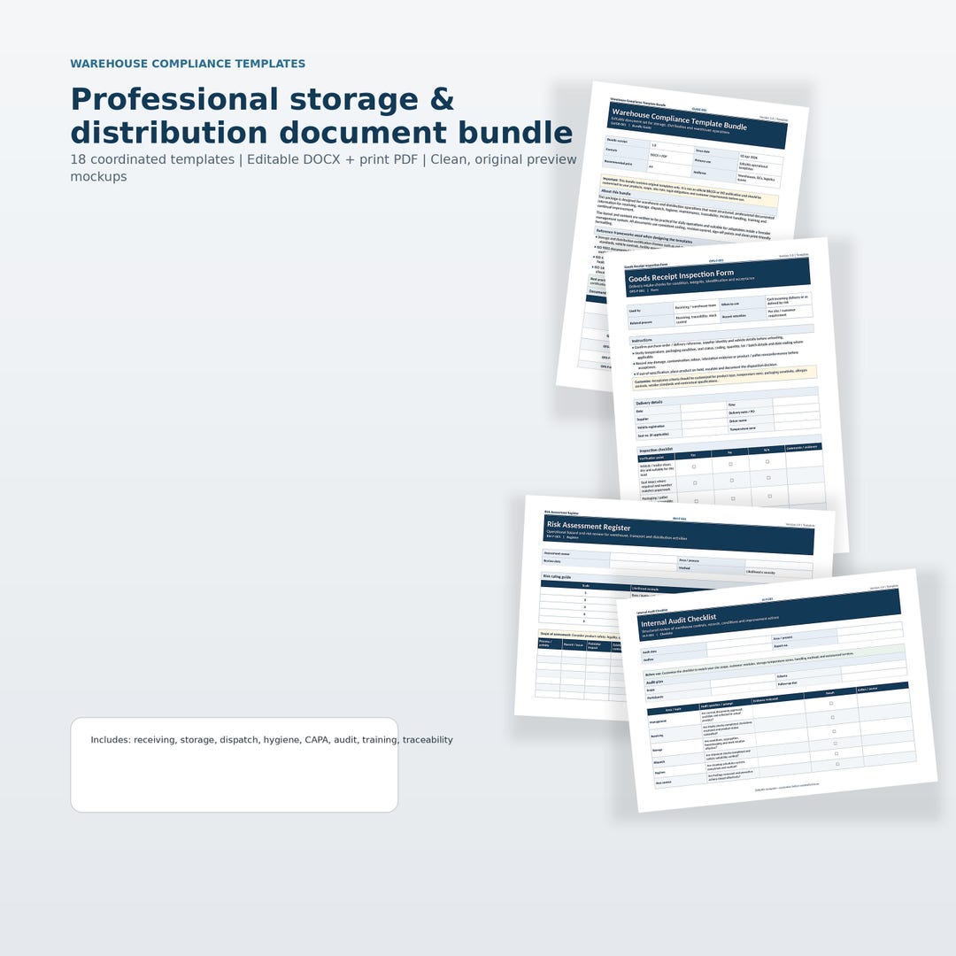 Iso Form Bsu Example Warehouse Compliance Templates: BRCGS, ISO 22000, ISO 9001 Document ...