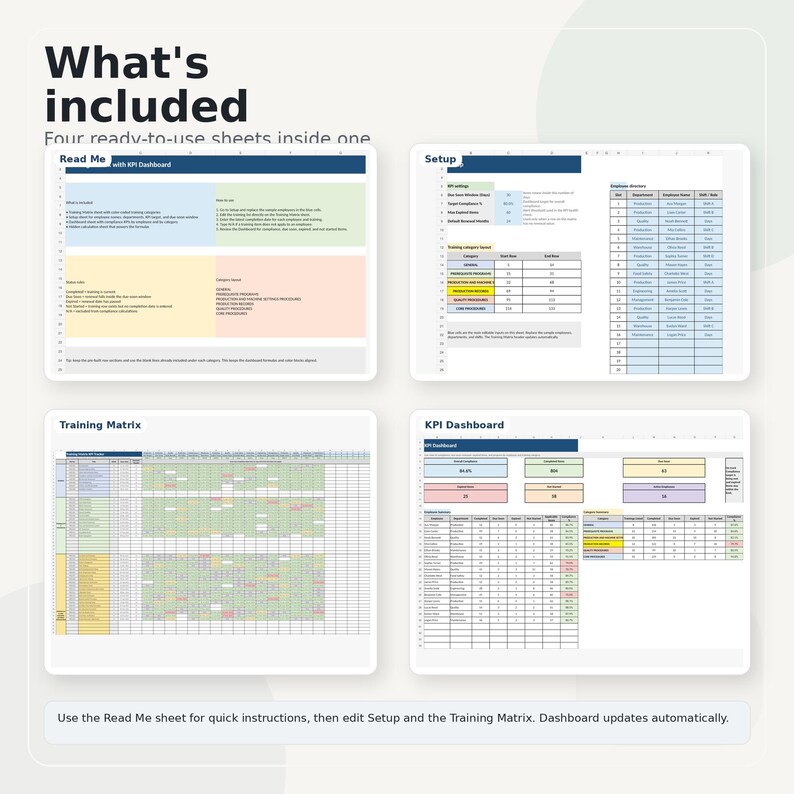 Training Kpi Excel Employee Training Matrix Excel Template | KPI Compliance Tracker ...