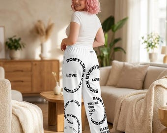 Spodnie piżamowe z nadrukiem i cytatem