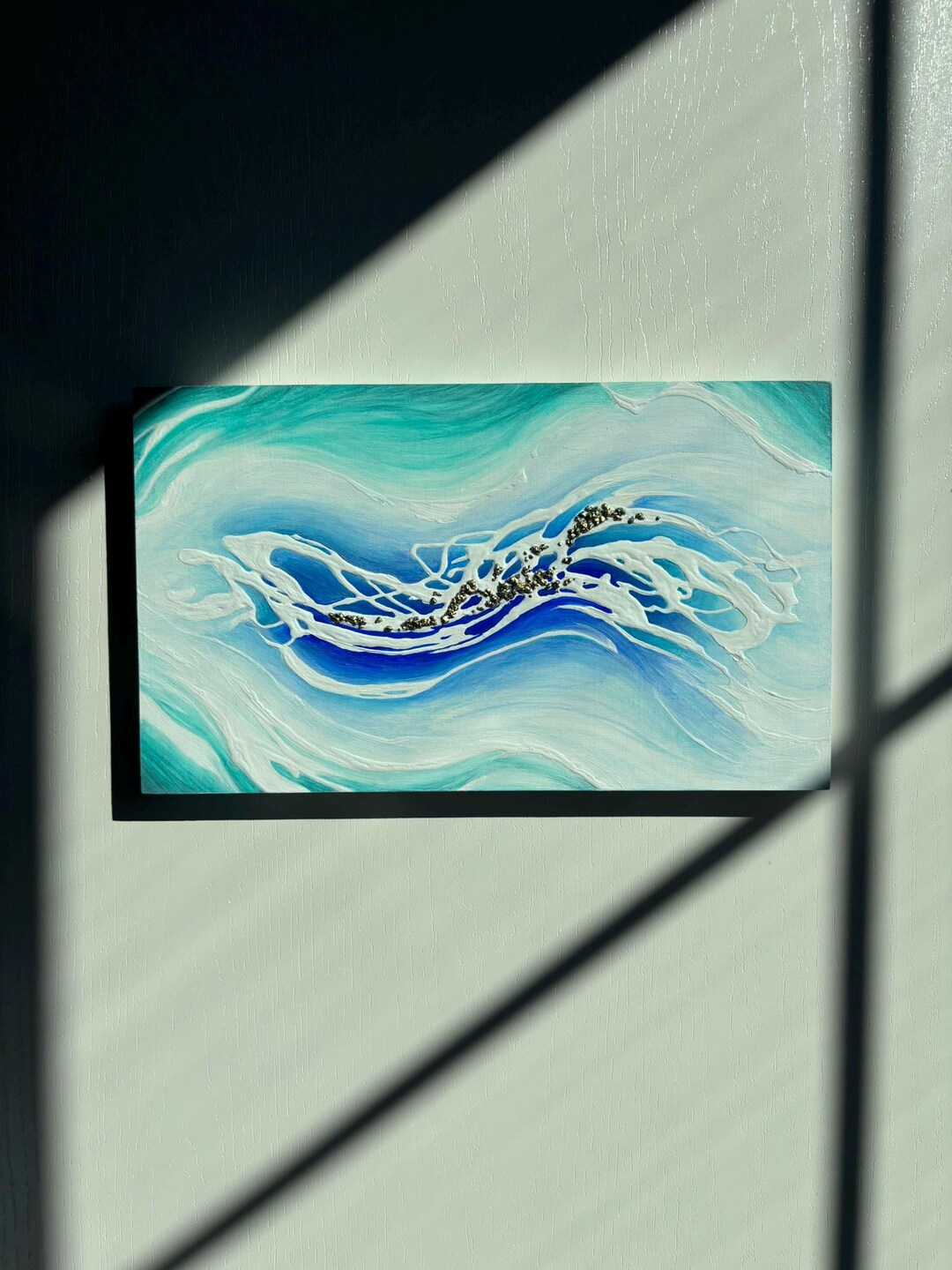 Water Flow Texture Art, 3D Textured Acrylic Painting, Iridescent Stone ...