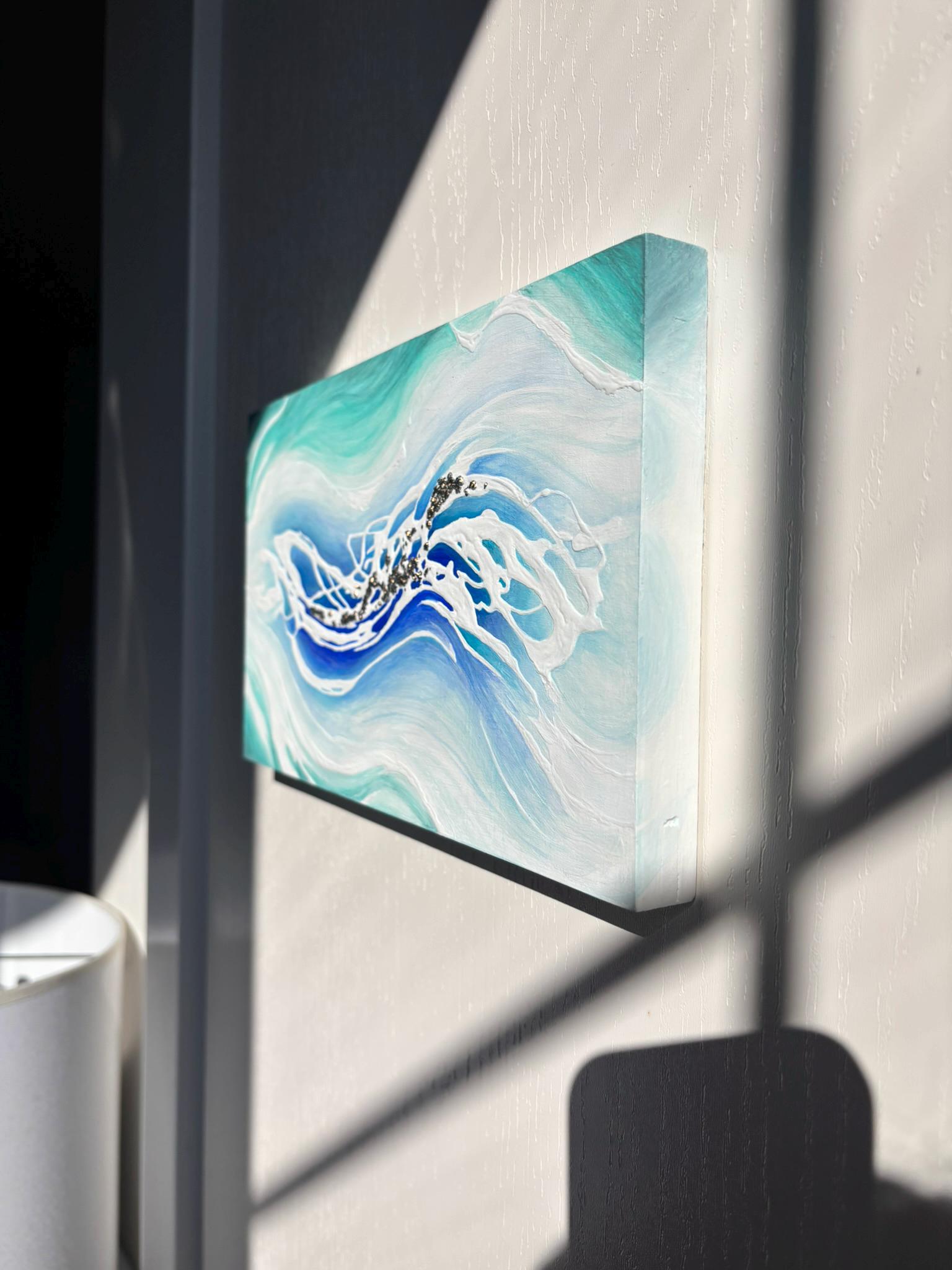 Water Flow Texture Art, 3D Textured Acrylic Painting, Iridescent Stone ...