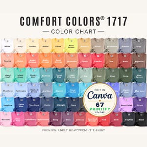 Comfort Colors 1717 kleurenkaart, bewerkbare Canva kleurenkaartsjabloon, C1717 Printify-kaart, CC1717 POD-kleurengids, Comfort Colors kleurstalen