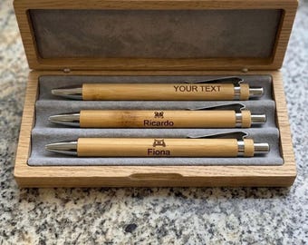 Personalized Bamboo Pen, Custom Engraved Pen with Cat or Dog Icon, Eco-Friendly Wooden Pen, Gift for Pet Lovers, Custom Text Engraving